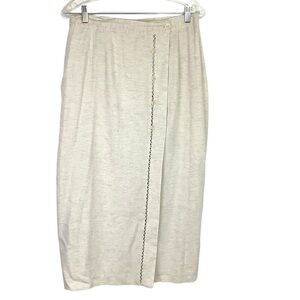 LINEN BLEND VINTAGE BEECHERS BROOK WRAP MAXI SKIRT 10